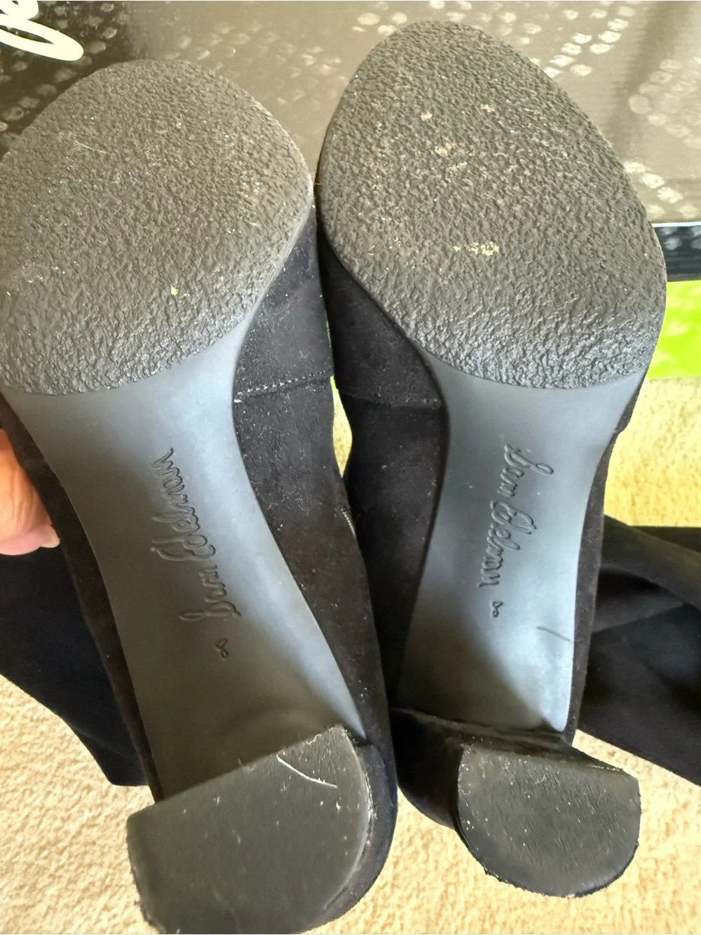 Sam Edelman Black “KENT” Over-the-Knee Suede High Block Heel Boots